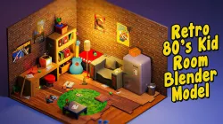 Retro 80s Kids room blender  Low-poly 3D model