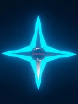Shuriken 3d model in blue weapon for game assets Low-poly 3D model