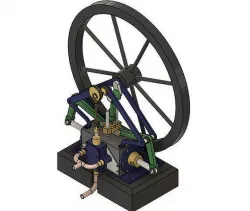 Single Cylinder Steam Engine With Two Pistons 3D model