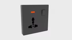 Single Socket Switch Black with Red LED Light Indicator Low-poly 3D model