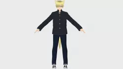 STUDENT BOY ASIAN ANIME KAWAII RIGGED T-POSE SHAPE KEYS  Low-poly 3D model