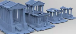 Stylised low res Greek ruin 5 versions 3D model