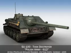 SU-100 - 612 - Soviet Tank Destroyer 3D model