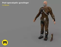 The Gunslinger - post-apocalyptic Warrior Low-poly 3D model