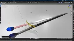 War sword gold and steel the battle-king Low-poly 3D model