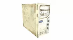 White retro computer system block case da1 Low-poly 3D model