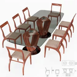 Wood and glass table 3D model