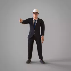 Worker Supervisor Character Rigged Low-poly 3D model