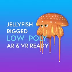 3D Cartoon Jellyfish  Low-poly  3D model