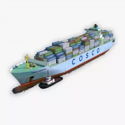 Cargo Ship COSCO and Tugboat 3D model