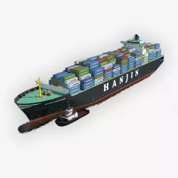 Cargo Ship Hanjin and Tugboat Low-poly  3D model