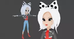 Cartoon girl rigged with a bow  Low-poly  3D model