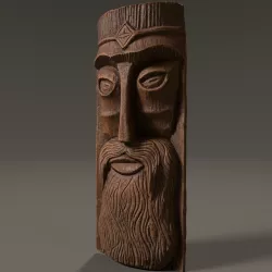 Face made of wood Low-poly  3D model