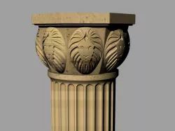 lion ancient column 3D model