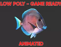 Low poly Blue Tang Fish Animated - Game Ready Low-poly  3D model