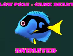 Low poly Blue Tang Fish Cartoon Animated - Game Ready Low-poly  3D model