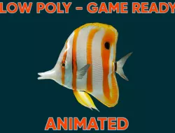 Low poly Butterfly Fish Animated - Game Ready Low-poly  3D model