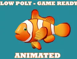 Low poly Clown Fish Cartoon Animated - Game Ready  Low-poly  3D model