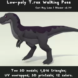 Low-poly T-rex Walking Pose Printable 12 colors Low-poly  3D model
