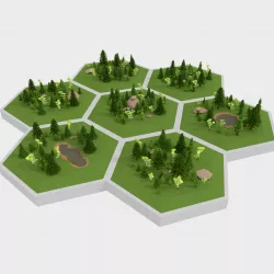 LowPoly Hex World Forest Scene Low-poly  3D model
