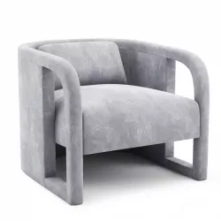 Milo Baughman Pair of Curved Velvet Club Chairs 3D model