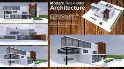 Minimal modern architectural home with interior fully modeled Low-poly  3D model