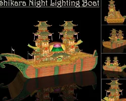 Shikara Night Lighting Boat Low-poly  3D model