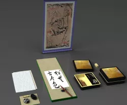 Shodo  Traditional Japanese Calligraphy Set 3D model