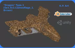 Spaceship Dragon Type 1 Se1-Sc1-Camouflage1-Brown Low-poly  3D model