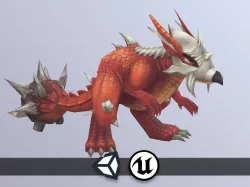 Spiky Dragon - Hand Painted and Animated Low-poly  3D model