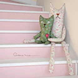 Textile toys cats hanging 3D model