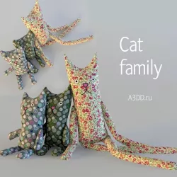Textile toys cats hanging 3D model