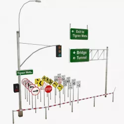 Traffic and road signs pack Low-poly  3D model