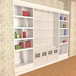 Wooden White Painted  Bookshelf - Collector shelf Low-poly  3D model