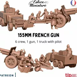 155mm gun + tractor - French army WW2 - 28mm for wargame