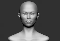 Asian woman head basemesh
