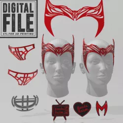 Scarlet Witch Crown Bundle Collection - Wanda Tiara Headpiece - Multiverse of Madness inspired version - fan made 3D model