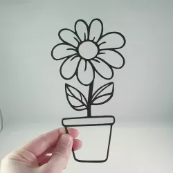 Simple 2D Flower in Pot - Wall Art - Gift