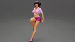 Beautiful Woman Sitting in Short and mini shirt on bar Chair 3D print model
