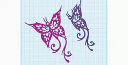 Butterflies silhouette outline, wall art decor