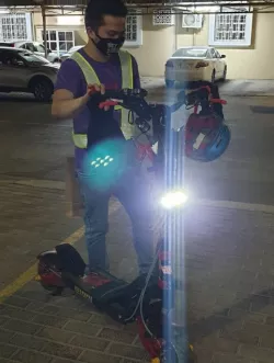 CYBORG ELECTRIC SCOOTER HEADLIGHT WITH BRACKETS FOR FIIDO Q1, KAABO MANTIS 10, KAABO MANTIS 10 PRO, G MAX 30, M365 ETC SEE COMPLETE LIST