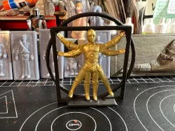 DA VINCI'S VITRUVIAN DROID C-3P0 VINTAGE STAR WARS CUSTOM ACTION FIGURE, KENNER 3.75", 1/18, DIORAMA DISPLAY