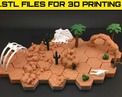 DESERT SET - "HEX" TILES FOR A HIGHLY DETAILED 3D GAME BOARD.