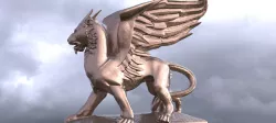 Flying Lion Baroque Statue