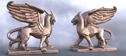 Flying Lion Baroque Statue mirrored