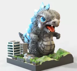 GODZILLA -CHIBI VERSION -FANART- tokusatsu CARICATURE -3D PRINT MODEL