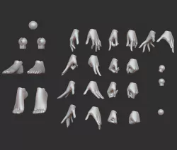 Hands and feet for BJD doll, STL 3D model for 3D printing