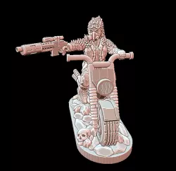 Long hair Laser Lady on Bike