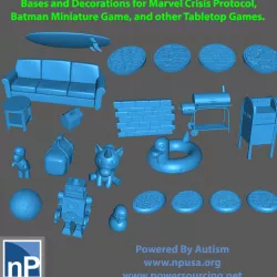 Marvel Crisis Protocol / Batman Miniature Game Bases, Terrain, and Debris - Pack 4