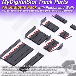 MyDigitalSlot All Straights Pack, 3D printed DIY track parts for your 1/32 Slot Car Racing Game